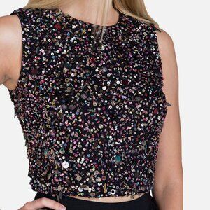 Badgley Mischka Sequin Crop Top
